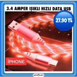 3.4 AMPER IŞIKLI HIZLI DATA USB-iphone