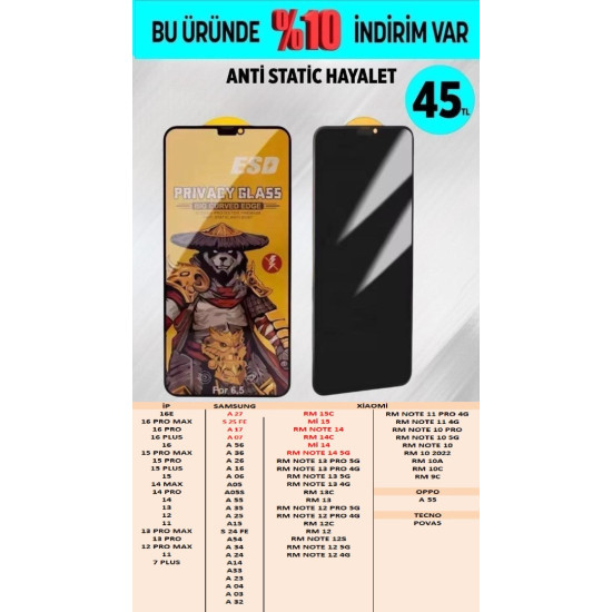 ANTİ STATİC HAYALET CAM