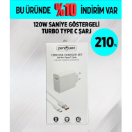 120W SANİYE GÖSTERGELİ TURBO TYPE C ŞARJ